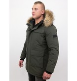 Enos  Winterjacke Herren - Parka mit  Echtpelzkragen - Grün