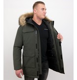 Enos  Winterjacke Herren - Parka mit  Echtpelzkragen - Grün