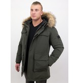 Enos  Winterjacke Herren - Parka mit  Echtpelzkragen - Grün