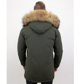 Enos  Winterjacke Herren - Parka mit  Echtpelzkragen - Grün