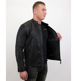 Enos Biker jacke - Herren Kunstlederjacke - Schwarz Enos Biker jacke - Herren Kunstlederjacke - Schwarz
