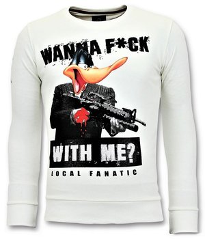 Local Fanatic Strass Sweater Men - Daffy Montana Sweater - Weiß