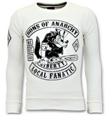 Local Fanatic Strass Sweater Men - Sons of Anarchy Sweater - Weiß