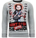 Local Fanatic Exklusiver Herrenpullover - Bloody Chucky Angry Print - Grau