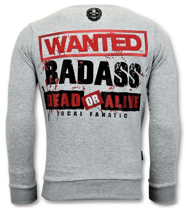 Local Fanatic Exklusiver Herrenpullover - Bloody Chucky Angry Print - Grau