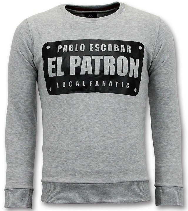 Local Fanatic Sweater Men - Pablo Escobar El Patron - Grau