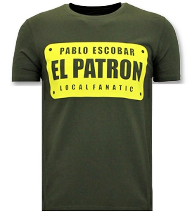 Local Fanatic Herren T-Shirts mit Aufdruck - Pablo Escobar El Patron - Grün