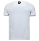 Local Fanatic Herren T-Shirts mit Aufdruck - Mario Neon - Weiß