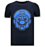 Local Fanatic Herren T-Shirts mit Aufdruck - Mario Neon - Blau