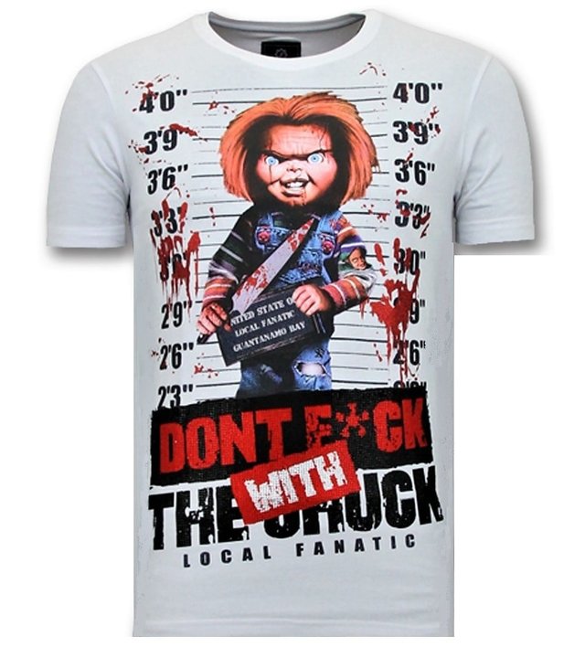 Local Fanatic Herren T-Shirt mit Aufdruck - Bloody Chucky - Weiß