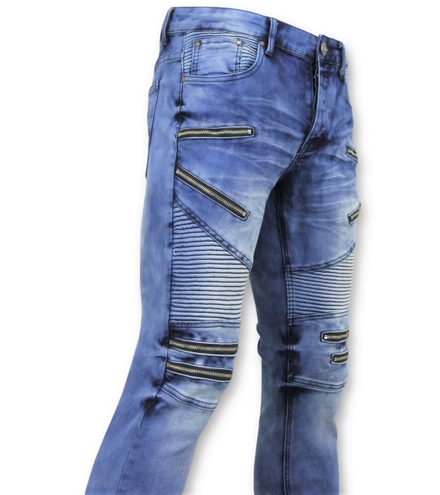 New Stone Herren Jeans - Biker Jeans Reißverschluss - 3025 - Blau