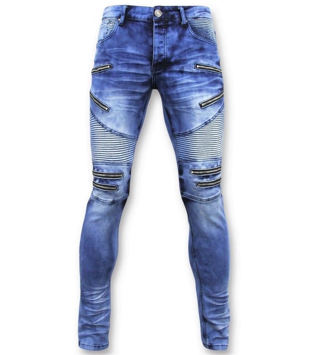 New Stone Herren Jeans - Biker Jeans Reißverschluss - 3025 - Blau