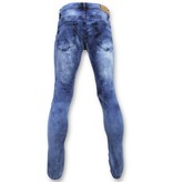 New Stone Herren Jeans - Biker Jeans Reißverschluss - 3025 - Blau