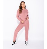 PARISIAN Zopfmuster Langarm-Top und Leggings Set Lounge - Damen - Pink
