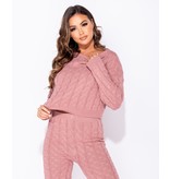 PARISIAN Zopfmuster Langarm-Top und Leggings Set Lounge - Damen - Pink