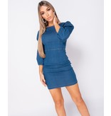 PARISIAN Puffärmel Denim Bodycon Kleid-Frauen - Blau