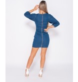PARISIAN Puffärmel Denim Bodycon Kleid-Frauen - Blau