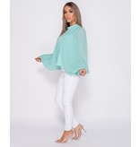 PARISIAN Batwing Ärmel Chiffon High Neck Bluse - Frauen - Grün