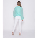 PARISIAN Batwing Ärmel Chiffon High Neck Bluse - Frauen - Grün