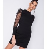 PARISIAN Tupfen-Sheer Puffärmel Bodycon Minikleid - Frauen - Schwarz