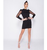 PARISIAN Tupfen-Sheer Puffärmel Bodycon Minikleid - Frauen - Schwarz