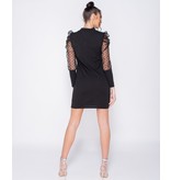 PARISIAN Tupfen-Sheer Puffärmel Bodycon Minikleid - Frauen - Schwarz