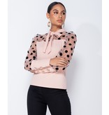 PARISIAN Tupfen-Organza Hülsen-Riegel-Ansatz Bluse - Frauen - Pink