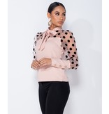 PARISIAN Tupfen-Organza Hülsen-Riegel-Ansatz Bluse - Frauen - Pink