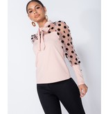 PARISIAN Tupfen-Organza Hülsen-Riegel-Ansatz Bluse - Frauen - Pink