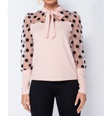 PARISIAN Tupfen-Organza Hülsen-Riegel-Ansatz Bluse - Frauen - Pink