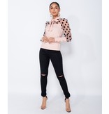 PARISIAN Tupfen-Organza Hülsen-Riegel-Ansatz Bluse - Frauen - Pink
