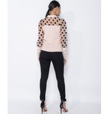 PARISIAN Tupfen-Organza Hülsen-Riegel-Ansatz Bluse - Frauen - Pink