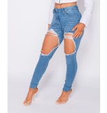 PARISIAN Distressed Extreme hohe Taillen-dünne Jeans - Frauen - Blau