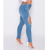 PARISIAN Distressed Extreme hohe Taillen-dünne Jeans - Frauen - Blau