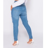 PARISIAN Distressed Extreme hohe Taillen-dünne Jeans - Frauen - Blau