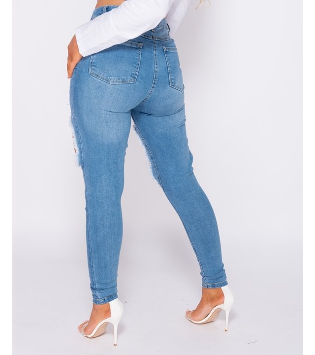 PARISIAN Distressed Extreme hohe Taillen-dünne Jeans - Frauen - Blau