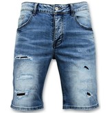 Enos Männer kurze Hosen - zerrissene Jeans-Short - 9086 - Blau