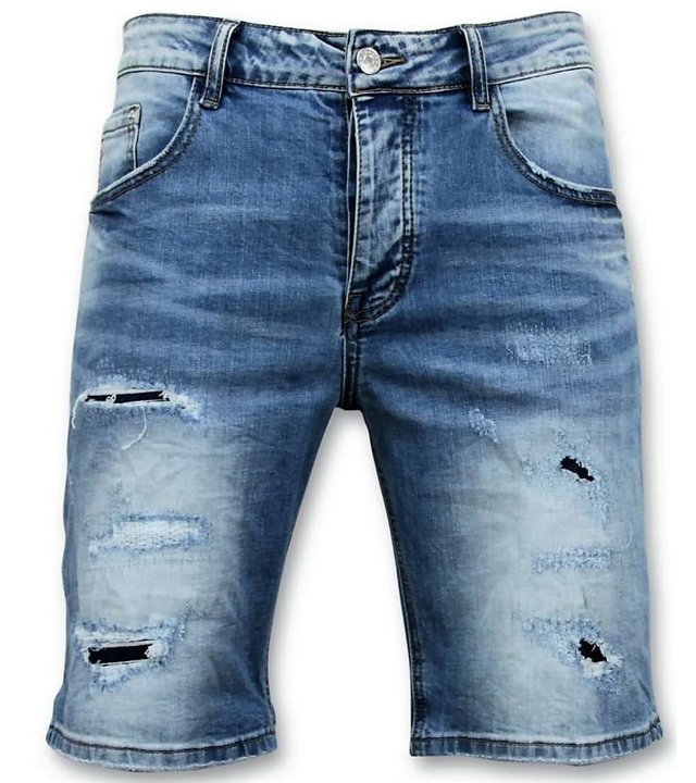 Enos Männer kurze Hosen - zerrissene Jeans-Short - 9086 - Blau