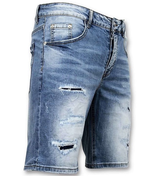 Enos Männer kurze Hosen - zerrissene Jeans-Short - 9086 - Blau