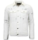 Enos Denim Jacket Men - zerrissene Denim - Weiss