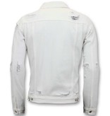 Enos Denim Jacket Men - zerrissene Denim - Weiss