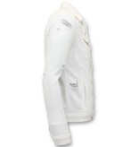 Enos Denim Jacket Men - zerrissene Denim - Weiss