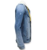 Enos Denim Jacket Men - Zerrissene mit Kapuze - Blau