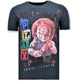Local Fanatic Luxus Männer-T-Shirt - Chucky Childs Play - Navy Local Fanatic Luxus Männer-T-Shirt - Chucky Childs Play - Navy