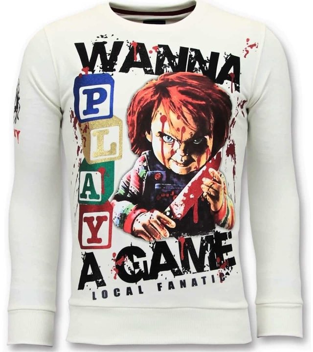 Local Fanatic Exklusive Herren Sweater - Chucky Childs Play - Weiß