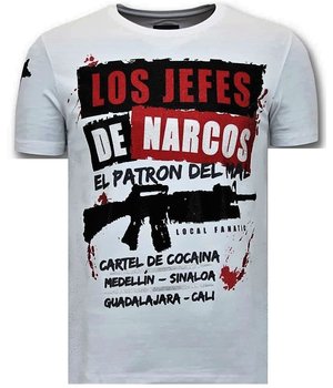 Local Fanatic Luxuxmann T-Shirt - Los Jefes Die Narcos - White