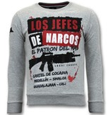 Local Fanatic Exklusive Herren Sweater - Los Jefes Die Narcos - Grau