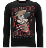 Local Fanatic Exklusive Herren Sweater - Freddy Krueger - Schwarz