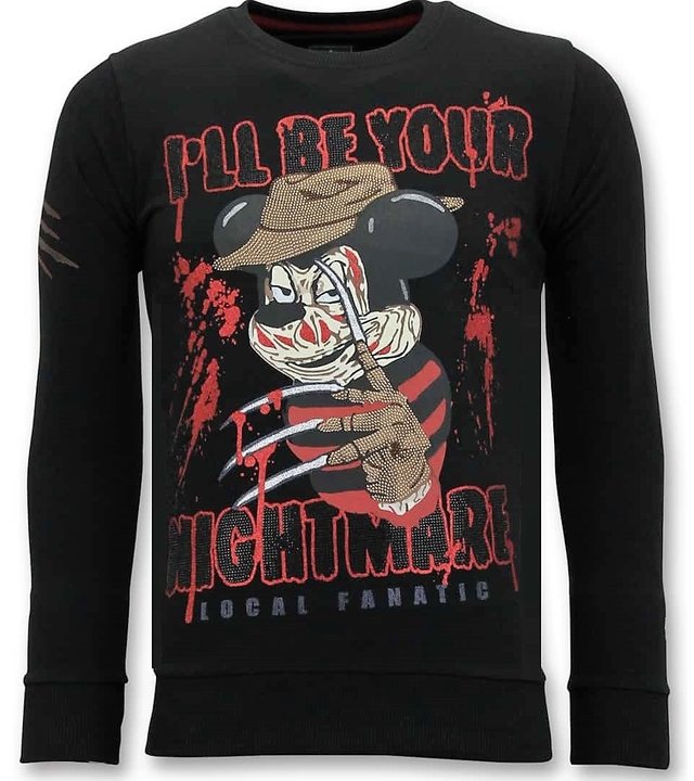 Local Fanatic Exklusive Herren Sweater - Freddy Krueger - Schwarz