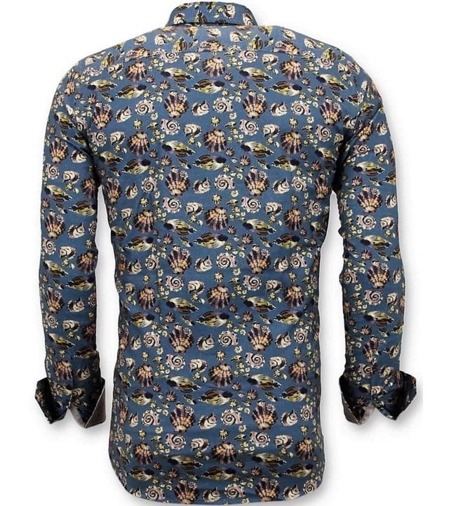 Tony Backer Exklusiv Italienisch Hemd Männer - Digital-Blumendruck - 3062 - Grün